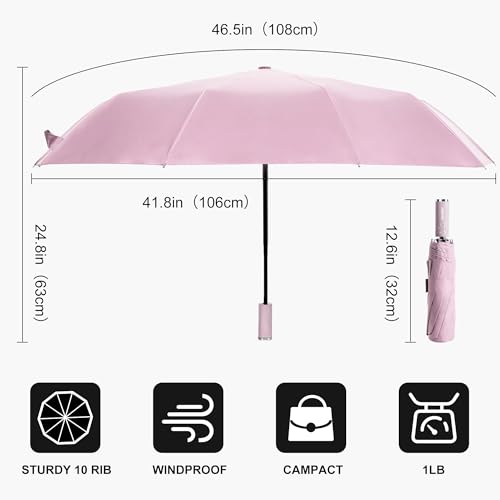 Image of UV Protection Umbrella for Rain and Sun - UPF 50+ Windproof, Portable, Travel, Compact, Automatic Open Close for Men and Women