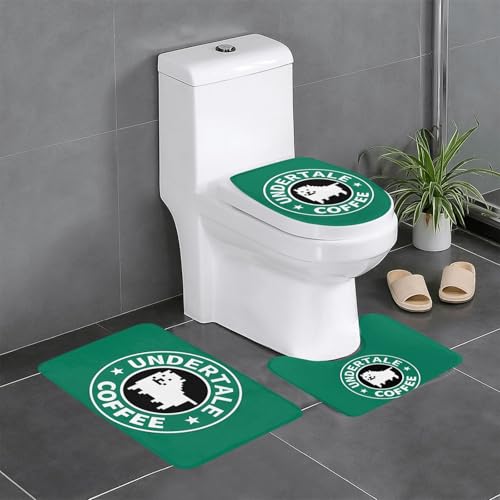 アンダーテール 犬 (1) アニメ トイレマット 3点セット フタカバー 浴室足ふきマット 吸水 速乾 滑り止め 抗菌 防臭 洗える ふわふわ おしゃれ 40x60cm