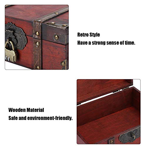 Treasure Chest, Vintage Wooden Boxes Decorative Box With Lock And Key Wooden Keepsake Box Lockable Treasure Storage Jewelry Chest Desk Box With Lid Wooden Crown Box Gift For Home Decor(#2) #TOP1