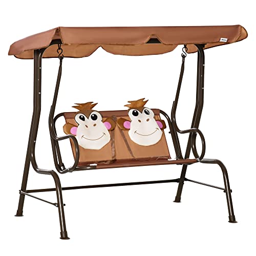 Outsunny 2 Seater Kids Garden Swing Seat, Children Outdoor Patio Lounge Chair for Gardens...