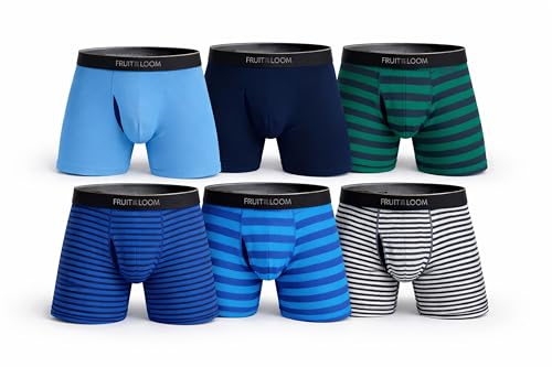 Image of Fruit of the Loom Men's Coolzone Boxer Briefs, Moisture Wicking & Breathable, Assorted Color Multipacks - 6 Pack - Assorted Stripe /Solid Large