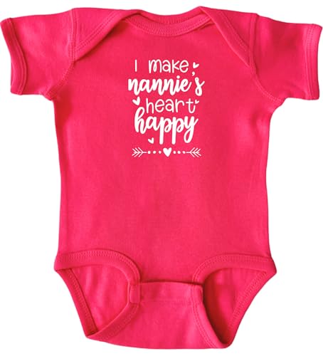 Image of I Make Nannie's Heart Happy Color Infant Bodysuit, Baby Shower Newborn Gift, Pregnancy Reveal Present, Valentine's or Mother's Day (6M, Short Sleeve, Pink)