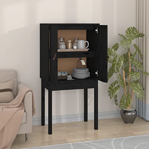 CFODOJ Armarios y almacenaje, bufés y aparadores-hogar-highboard negro, 60 x 40 x 120 cm, madera maciza de pino