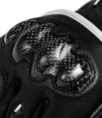 Image of Rynox Tornado Pro 5 Gloves | Semi-Gauntlet Motorcycle Riding Gloves with Carbon Fiber Protectors, Fast-R Palm Sliders | D3O Impact Foam and Touchscreen Compatibility - Black White, Small