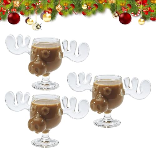 Elch Gläser Weihnachtsglas Weihnachts Tassen Elchgläser Christmas Mug Elchgläser Christmas Vacation Weihnachts Eierlikörgläser Elchbecher Transparent Christmas Geschenk (1)