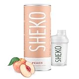 SHEKO Peach Pfirsich-Joghurt Mahlzeitersatz Shake mit Shaker | 25 Shakes pro Dose | Proteinreich & Natürlicher Geschmack | Diät Shakes zum Abnehmen