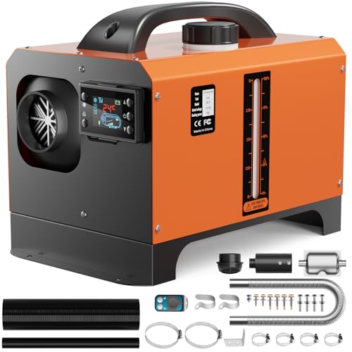 Diesel Heater 12V, Portable 8KW Air Heater with LCD Switch & Remote Control, All in One Diesel Parking with 5L/1.3Gal Fuel Tank, Fast Heating for Car RV Boat Truck Trailer Tent Campers
