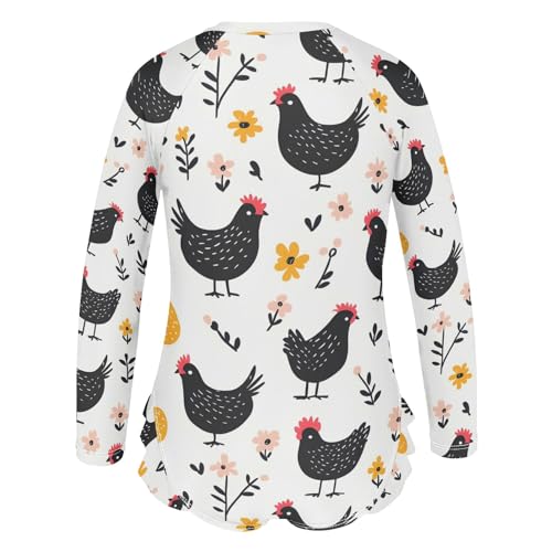 CHIFIGNO Chickens Eggs One Piece Swimsuits Girls Rash Guard Long Sleeve Ruffles Swimwear 3T3