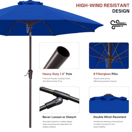 Image of ABCCANOPY 9FT Patio Umbrella Outdoor 8 Ribs Table Umbrella(Blue) | Fade & UV Resistant Fabric,8 Fiberglass Ribs,Smooth Crank System,Wind Resistance,Great for Patio,Backyard,Garden,Deck
