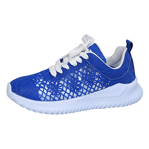 Baskets chaussures de course respirantes avec semelle compensée légère en maille bleu