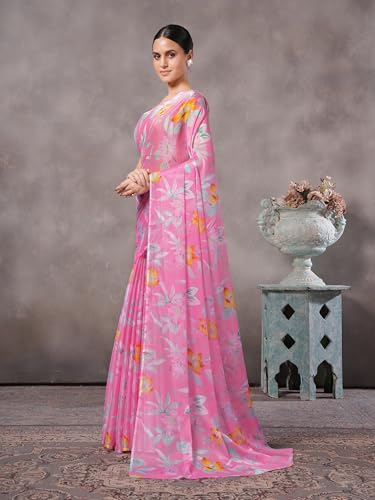 Image of Garden Vareli Floral Print Nara Chiffon Saree
