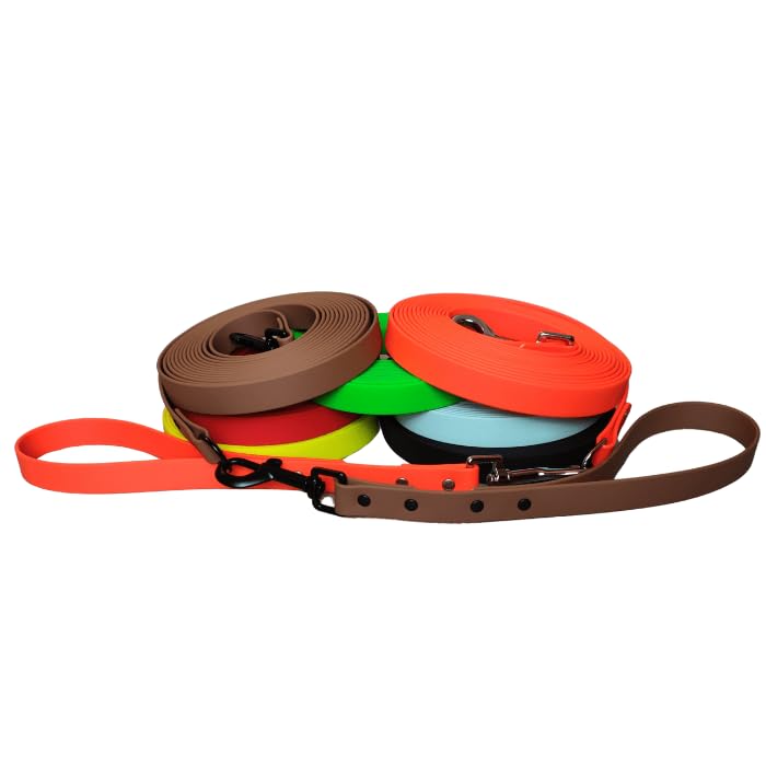 7m Schleppleine 19mm mit abnehmbaren Kurzführer (ohne Handschlaufe/Kein Verheddern) Extra Breite 19mm für Mittelgroße & Große Hunde (Pastell-Rosa - Gurtband)