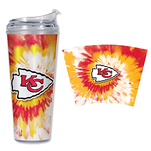 Image of Rico Industries NFL Football Glitter 24oz Acrylic Glitter Tumbler with Hinged Lid, Officially Licensed Double Wall Tumbler with Straw