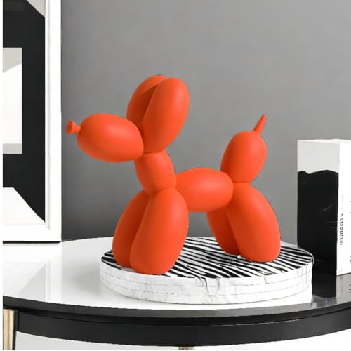 YOYUMI Skulptur Ballon Hund Ornamente Wohnzimmer Schlafzimmer Weinschrank Dekoration Kunstharz Kunsthandwerk Weiche Dekoration Kunst Orange