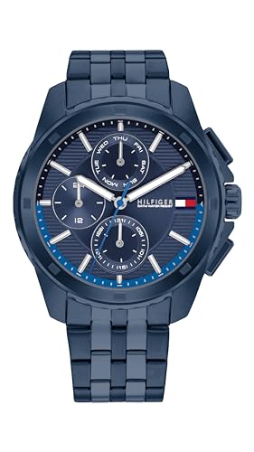 Image of Tommy Hilfiger Men's Blue-Tone Stainless Steel Bracelet Watch, 22 mm