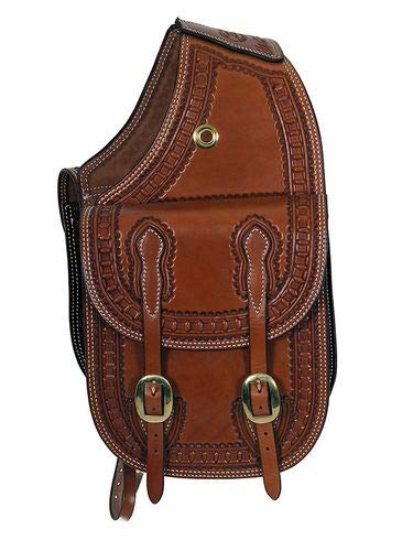 HUMAYL SADDLERY Horse Saddle Bag Western Cowhide Genuine Leather Equestrian Trail Tooling Carving Tooled Carved Pack Equipment Horse Saddle Bags Size: 10” L x 10” W x 3 ½” D inches, BAG146