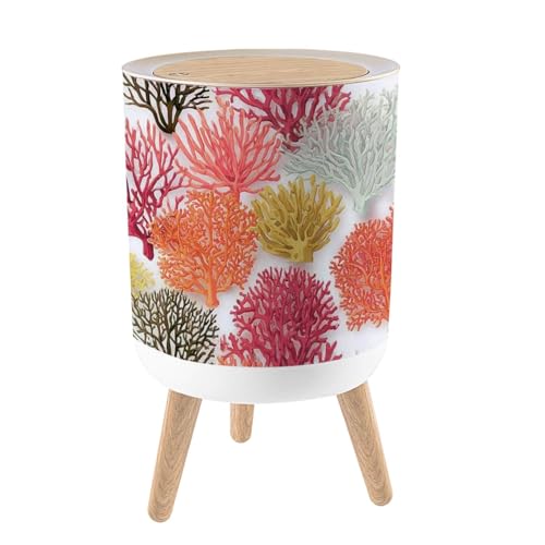 Caneca de basura con tapa y patas color coral 7L