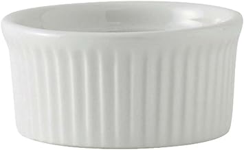 Tuxton China BPX-0502 Ramekin, 5 oz., 3-1/2" Diameter x 1-3/4"H, Round, Fluted, Microwave and Dishwasher Safe, Oven Proof, Fully Vitrified, DuraTux, Porcelain White, Pack of 48