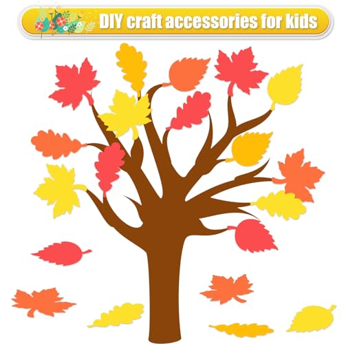 MixTeach 360 peças recortes de papel de folhas de outono variados recortes de folhas de laranja reco