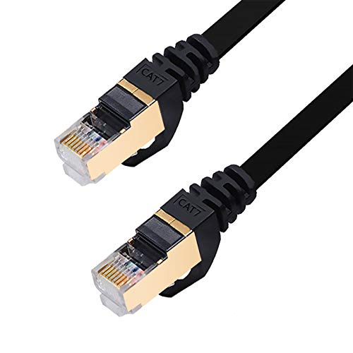 Cat7 Ethernet Cable 60 FT with Cable Clips, BUSOHE Cat-7 Flat RJ45 Computer Internet LAN Network Ethernet Patch Cable Cord - 60FT Black - Thumbnail 5