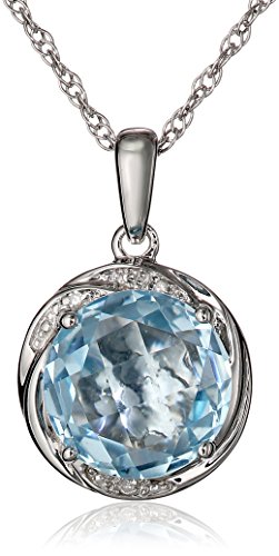 Amazon Collection Sterling Silver Gemstone and Diamond Accent Swirl Pendant Necklace, 18