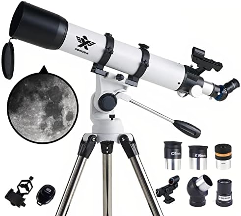 FORCE-X Telescope, 90mm Aperture 700mm AZ Astronomical Refractor Telescope,Telescope for Kids,Telescopes for Adults Astronomy, with Phone Adapter and Wireless Remote