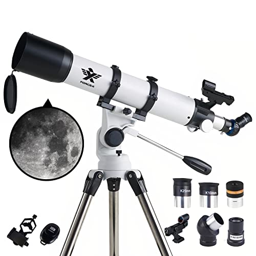 Force-X Telescope, 90Mm Aperture 700Mm Az Astronomical Refractor Telescope,Telescope For Kids,Telescopes For Adults Astronomy, With Phone Adapter And Wireless Remote #TOP29