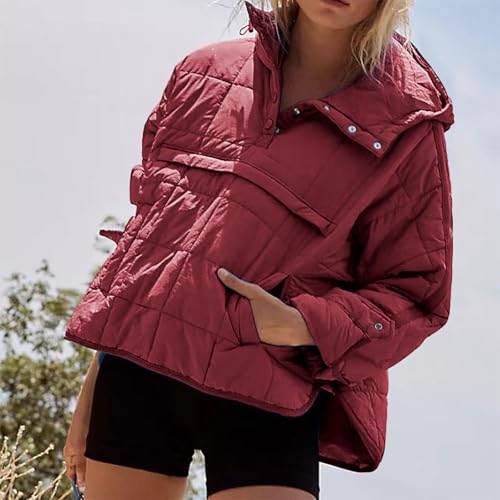 Pullover Puffer Jacket Womens, Quilted Jackets Winter Coats for Women, Quarter Button Casual Padded Coats2