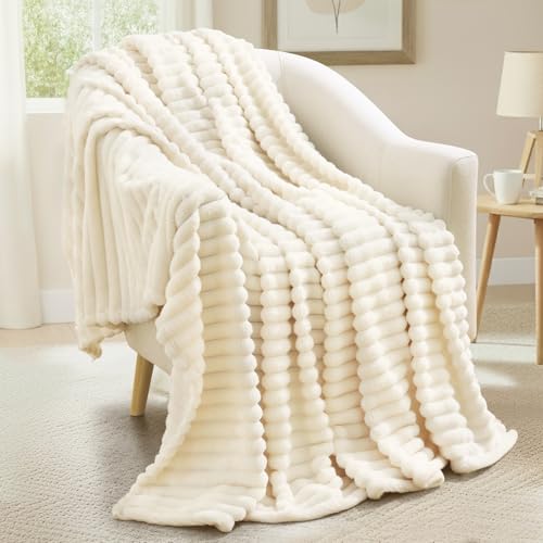 decorUhome Manta de vellón blanca crema 50x60 pulgadas