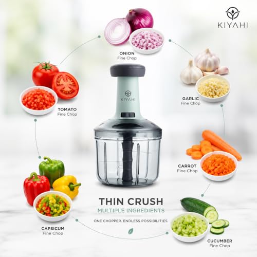 Image of Chopper for Kitchen Use 1100 ML, Push Chopper with 6 Blades, Vegetable Chopper Kitchen Items for Home Cutting Vegetables, Onion, Ginger, Garlic, Salad, Tomato, Potato