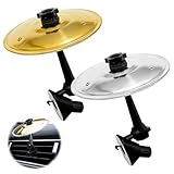 2 Pcs Car Cymbal Air Vent Clip-On Decor – Mini Drum Crash Cymbals for Driving Fun & Stress Relief –Gold & Silver Metal Car-Mounted Accessory Gift for Drummers, Music Lovers & Dashboard Decor