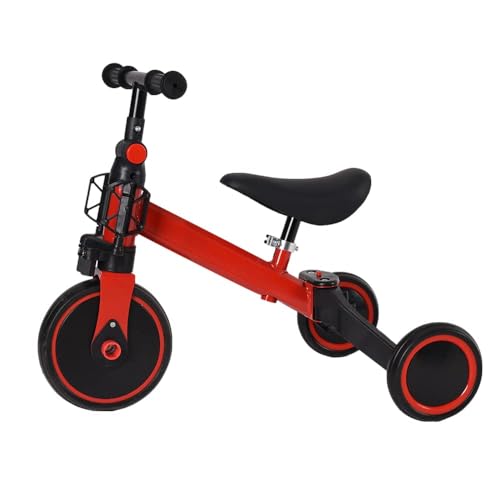 Dreirad, höhenverstellbar, 2-in-1, Laufrad, Dreirad, für Kinder von 1 – 3 Jahren, Dreirad für Babys, skalierbares Babyfahrrad, sicher und bequem, abnehmbarer Putter (rot) – Bild 5