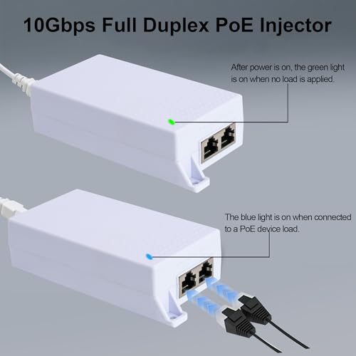 Image of PoE++ Injector 10G, Power Over Ethernet Plus Adapter, White | 1G /2.5G /5G /10Gbps, 802.3af /at /bt, Delivers 15.4W /30W /60W, Up To 100 M (328 ft), Ultra-High-Speed and High-Power Devices