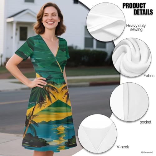 Image of Women's Summer Dresses Short Sleeve Formal Dresses with Pockets | Lightweight Quick‑Dry Soft Comfortable 2026 Fashion Dresses Loose Plus‑Size High‑Waisted