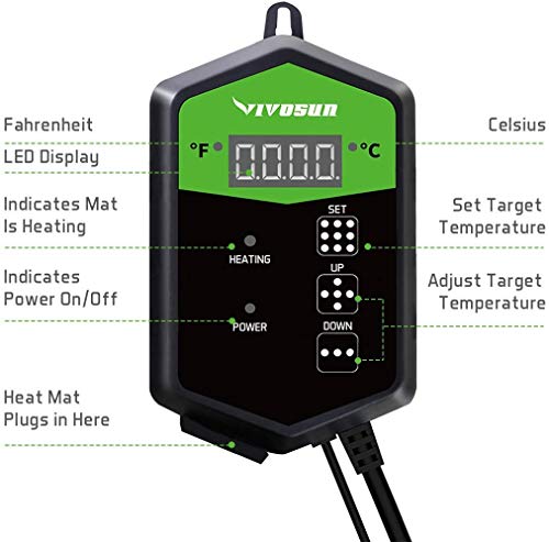 VIVOSUN Reptile Heating Pad 6x8 Inch with Thermostat Combo Under Tank Terrarium Heating Mat Waterproof for Turtles… - Image 5