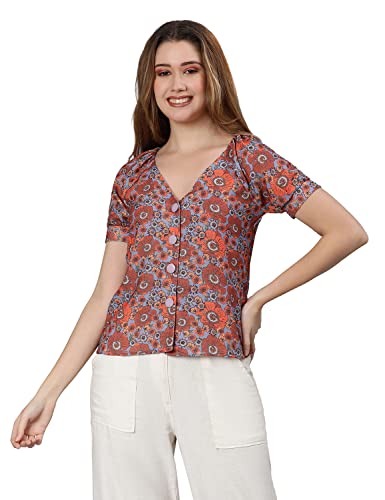 Image of oxolloxo Dreamy Colors Digital Floral Print Women top