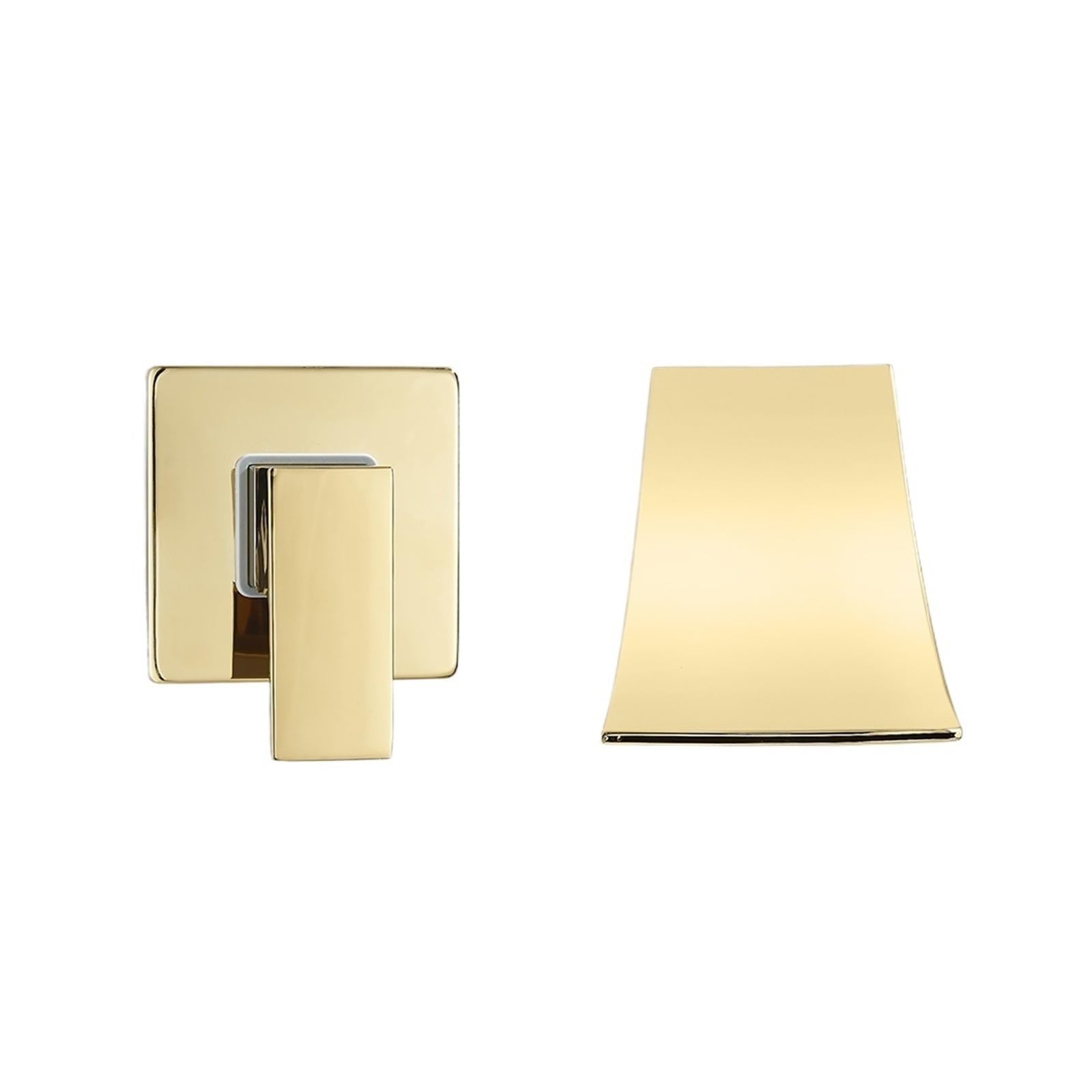 Grifo de lavabo dorado cepillado con cascada y válvula oculta para baño
