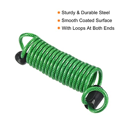 PATIKIL Security Steel Cable 2.5mm x 1m/3.28ft Coated Spring Luggage Lock Wire Rope with Double Loop Green 2 Pack - Image 3