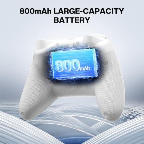 Image of ECHTPower Wireless PC Gaming Controller - Hall Effect Joystick, 2.4G & Wired 1000Hz Polling Rate, 800mAh Battery, Adjustable Turbo /Vibration - for PC /Switch /iOS /Android-off White