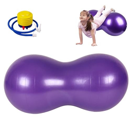 Whyzsjnclg Peanut Ball Pelota de Ejercicio de maní antiexplosión de 35 x 18 Pulgadas para niños, Embarazo, Gimnasio en casa, Fitness, Estilo 1, con Bomba de Aire, Yoga portátil de PVC Grueso