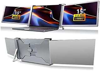 Portable Monitor for Laptop, 15" Full HD 1080P IPS Display, Dual Triple Monitor Screen Extender,Triple Screen for Laptop of 15-17", Compatible with Laptop, PC, Phones, for PS3/4, for Wii(Space Gray)