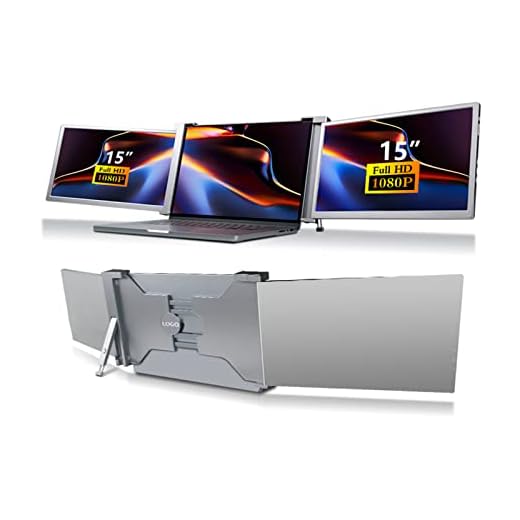 Monitor portátil para laptop, tela IPS Full HD 1080p de 15 polegadas, extensor de tela de monitor triplo duplo, tela tripla para laptop de 15 a 17 polegadas, compatível com laptop, PC, telefones, para PS3/4, para Wii (cinza espacial)