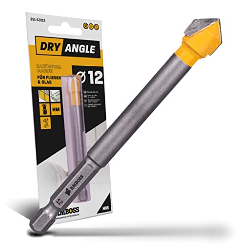 Amboss DryAngle Ø 12mm Fliesenbohrer Glasbohrer Keramikbohrer - Sechskantschaft für Bohrmaschinen - Glas/Wandfliesen/Dachziegel/Keramik bohren