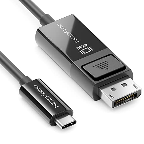 deleyCON 2m USB C naar DisplayPort Kabel - 4K@60hz UHD 2160p - Adapter Converter - PC Laptop Smartphone naar DP Monitor - Zwart