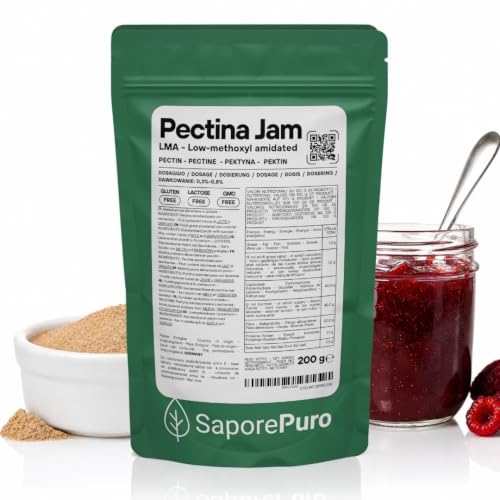 Saporepuro Pectina Jam en polvo 200 g – LMA – SIN GLUTEN – ideal para mermeladas bajas en azúcar