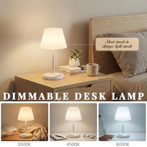 Image of Waterproof Shower Lamp Outdoor Cordless Table Lamp, 3 Color Dimmable -White | touch dimmable, weighted base, bathroom shower light, patio dinner, RV camping, charge your phones, memory night light