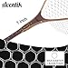 Aventik Fly Fishing Landing Trout Fishing Wooden Net with Magnet Release Soft Rubber Net Bag Catch & Release Great Protection for Fish (Long Handle/Small Hole with Magnet)
