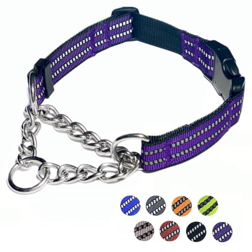 Martingale Dog Collars, Reflective Nylon Collar with Stainless St...