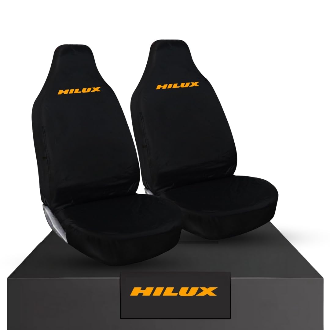 Tee AutoCareHilux Logo - Front 4 * 4 Seat Covers - Heavy Duty & 100% Water Proof- Fits Toyota Hilux (Orange Logo)