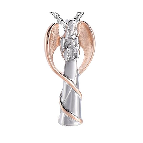 Oinsi EternityMemory Angel Lady Stainless Steel Cremation Pendant Necklace Ashes Keepsake Holder Memorial Urn Jewelry